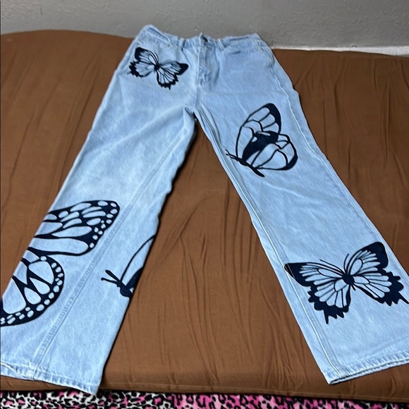 Simply society women Light Blue Jeans with Black Butterfly Design - Picture 4 of 8